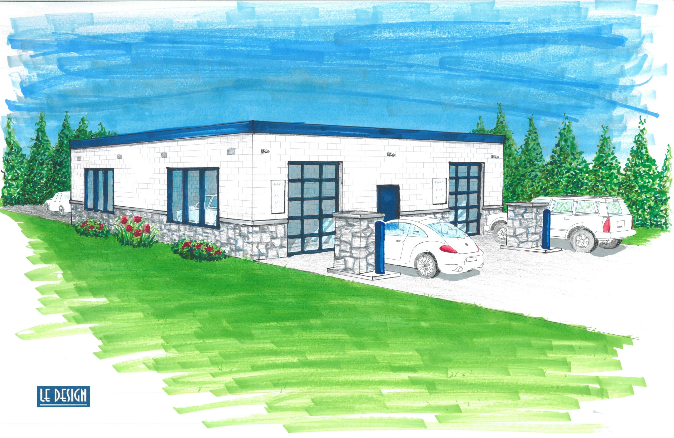 5D Car Wash facility architectural rendering